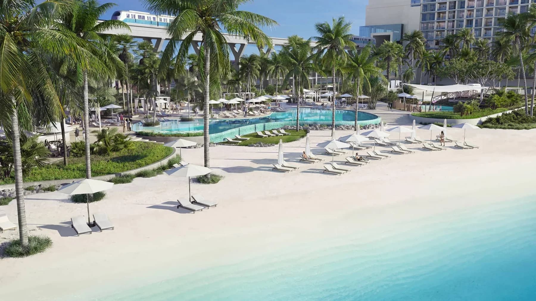 Palm Beach Towers beach and pool, official Nakheel artist’s impression